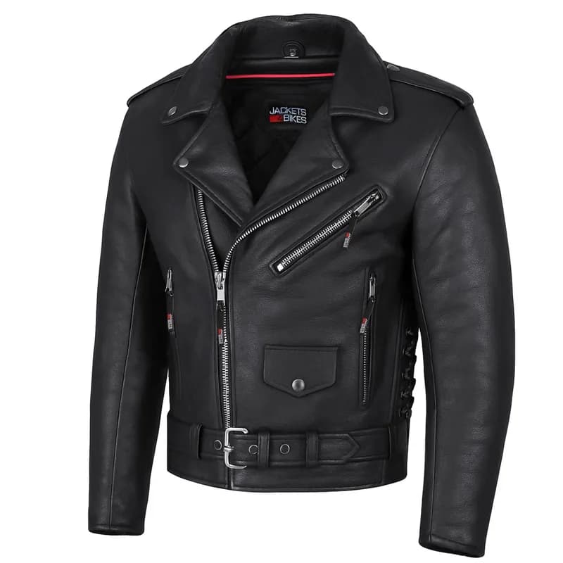 Men’s Premium Buffalo Leather Motorcycle Jacket with and Adjustable Side Laces BZ1511 — image 1 of 1