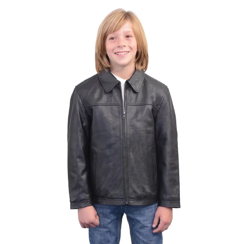 Milwaukee Leather LKK1940 Youth Size JD Black Leather Jacket with Front Zipper — image 1 of 1