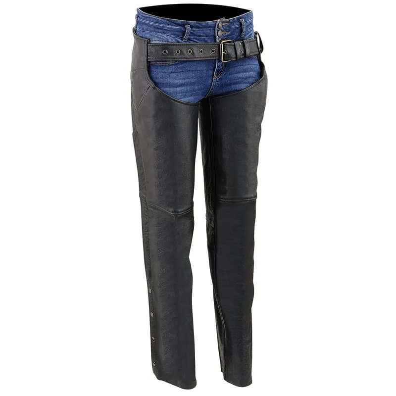 Milwaukee Leather LKL6700 Women's Classic Black Leather Chaps with Hip Pocket — image 1 of 1