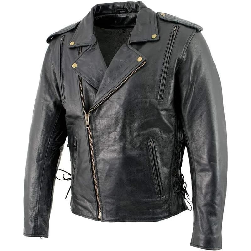 Milwaukee Leather LKM17004 Men's Classic Premium Black Vented Motorcycle Leather Biker Riders Jacket — image 1 of 1
