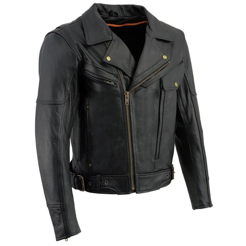 Milwaukee Leather LKM17011 Men's 3 Skull Head Premium Black Leather Motorcycle Jacket with CE Armor — image 1 of 1