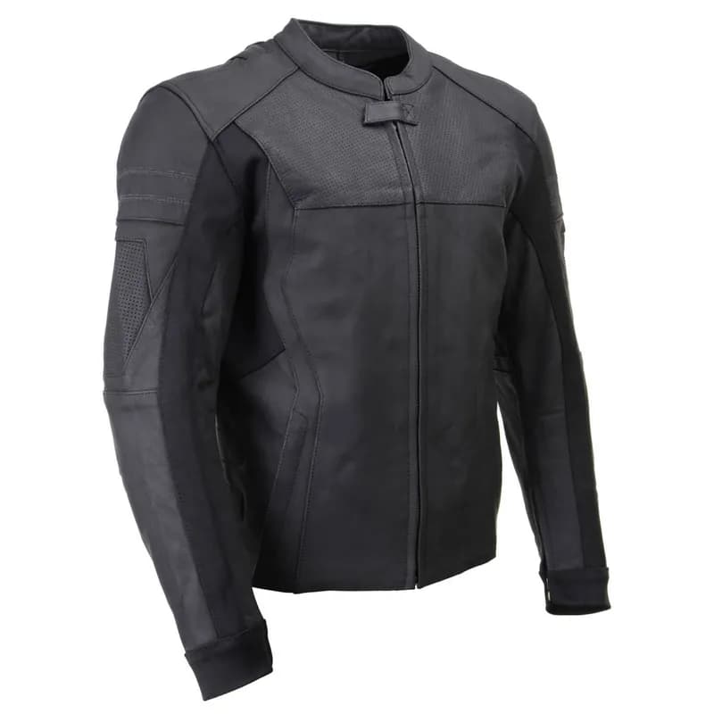 Milwaukee Leather LKM17014 Men's Matte Black Premium Leather Protective Motorcycle Racing Style Biker Jacket w/ CE Armor — image 1 of 1