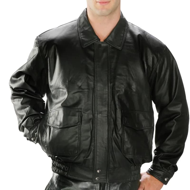 Milwaukee Leather LKM1704 Men's Classic Aviator Style Bomber Black Leather Fashion Coat Jacket — image 1 of 1