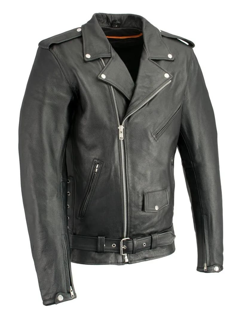Milwaukee Leather LKM1711TALL Men's Black Tall-Sizes Side Lace Police Style Leather Jacket — image 1 of 1