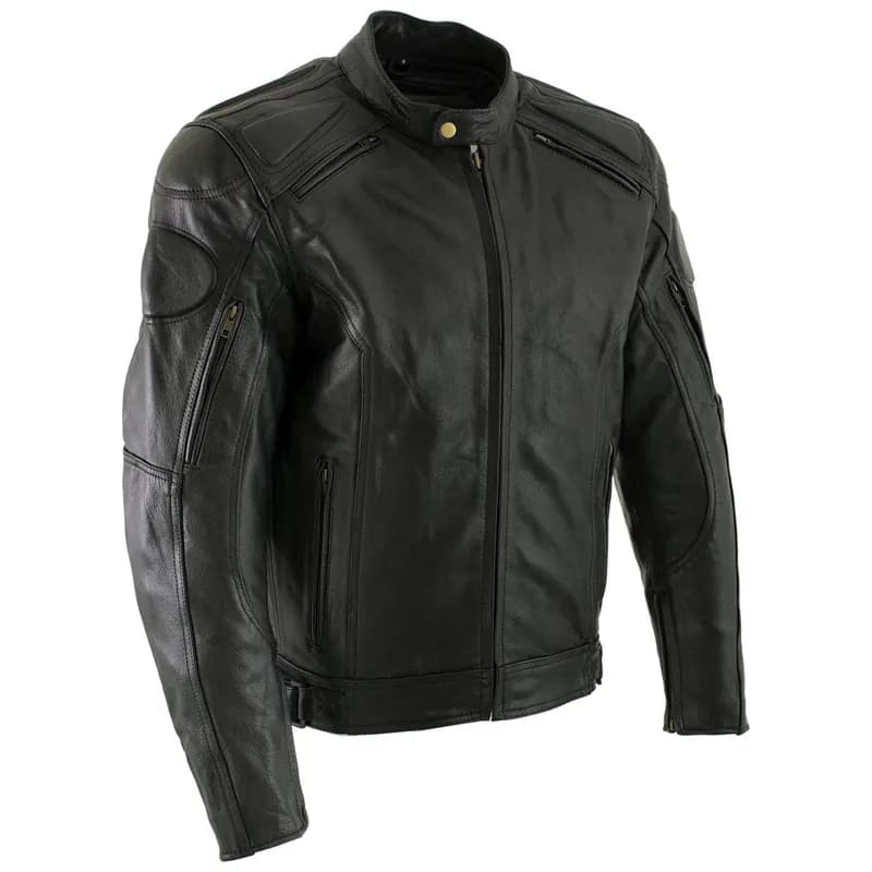 Milwaukee Leather LKM7005 Men's Premium Black Leather Racer Style Motorcycle Jacket with CE Armor — image 1 of 1