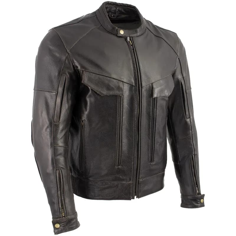 Milwaukee Leather LKM7006 Men's Classic Retro Distressed Brown Leather Jacket with CE Armor Protection — image 1 of 1
