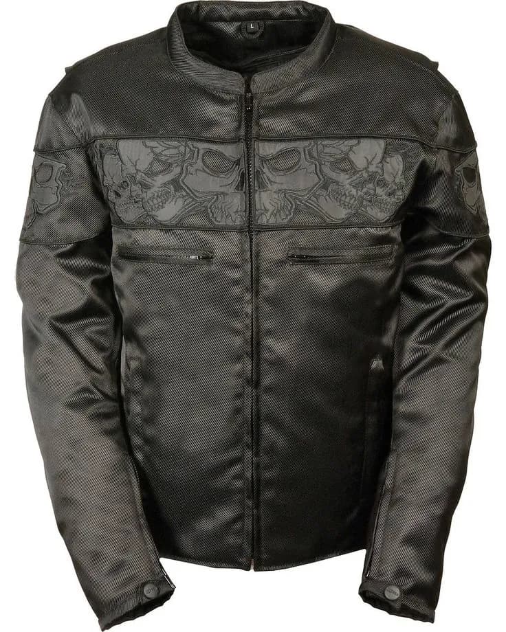 Milwaukee Leather LKM7009 Men's Flying Mayhem Skull Premium Black Leather Motorcycle Riders Jacket w/ CE Armor Protection — image 1 of 1
