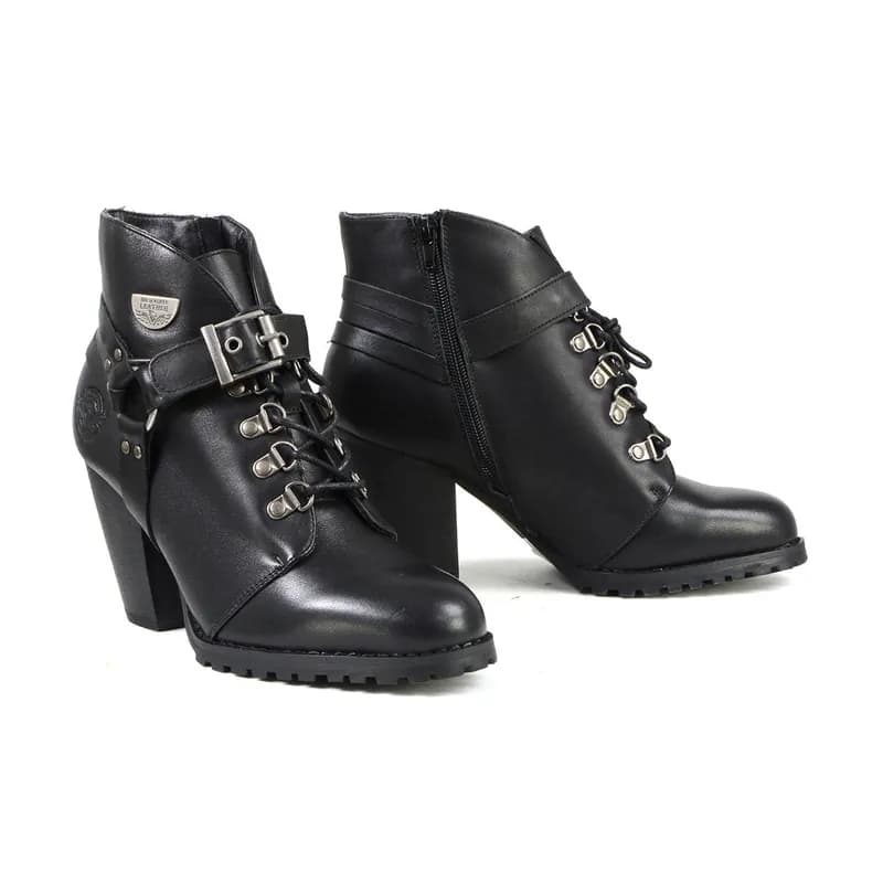 Milwaukee Leather MBL9458 Women's Premium Black Leather Fashion Casual Boots with Classic Harness Ring — image 1 of 1