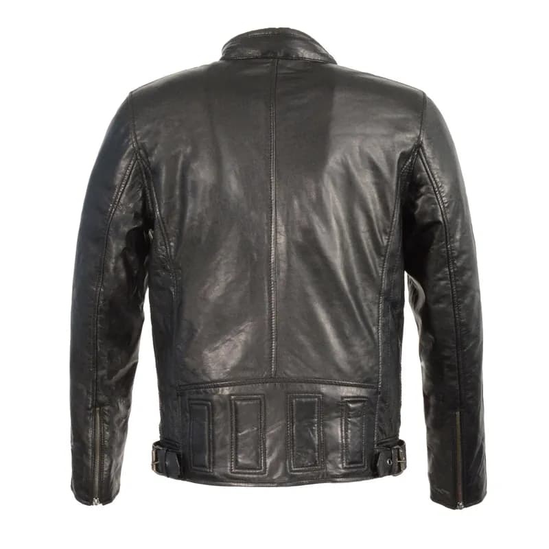 Milwaukee Leather Men’s Copperline Black Leather Moto Café Racer Jacket, Stand Collar, 6 Pockets - SFM1816 — image 1 of 1