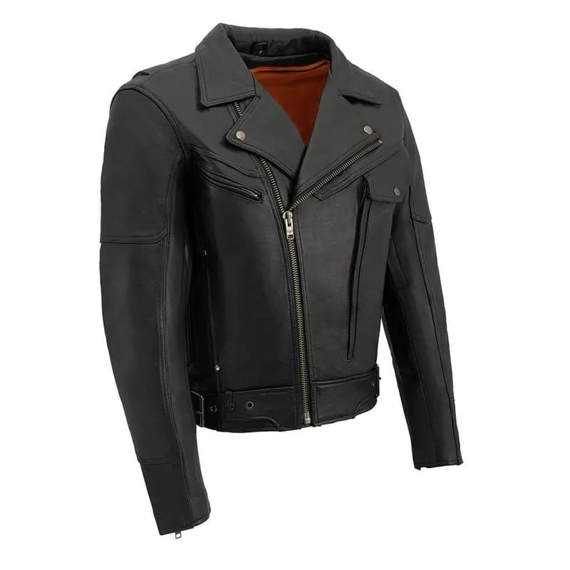 Milwaukee Leather MLM1570 Men’s Black Premium Cowhide Leather Utility Pocket Motorcycle Jacket — image 1 of 1