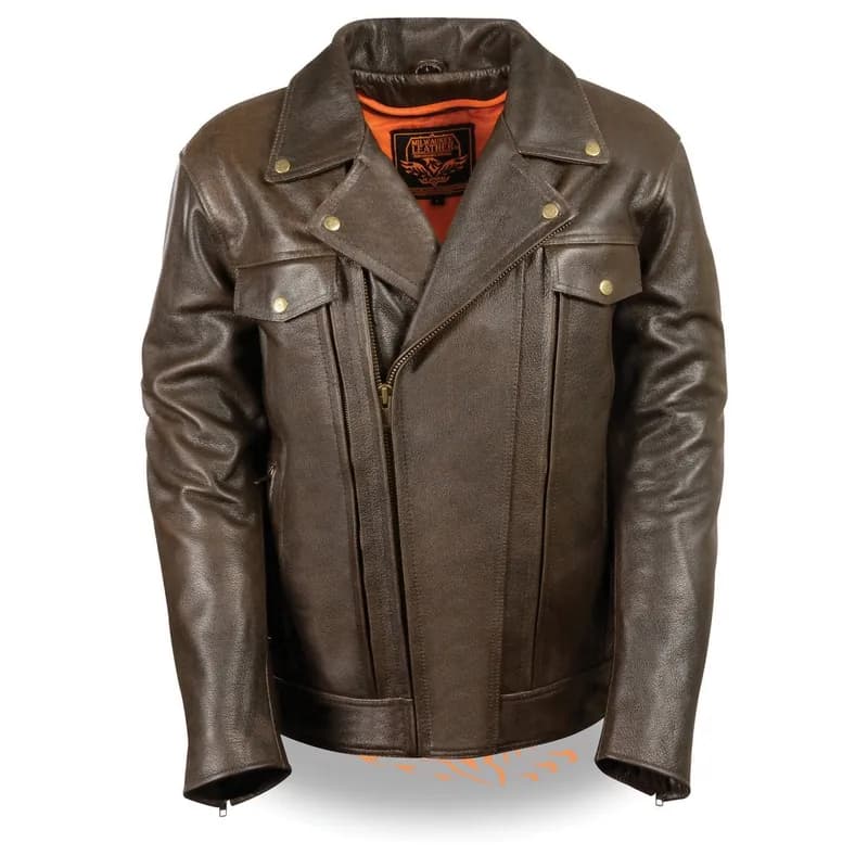 Milwaukee Leather MLM1522 Men's ‘Vented’ Retro Brown Leather Motorcycle Jacket — image 1 of 1