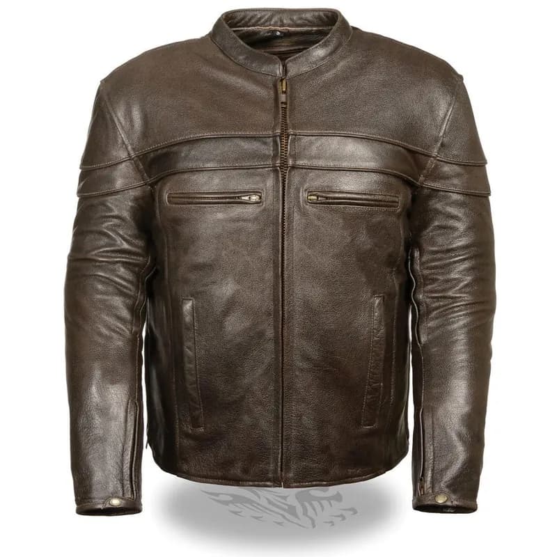 Milwaukee Leather ML1408RT Men's Retro Brown 'Savage' Sporty Crossover Retro Leather Jacket — image 1 of 1