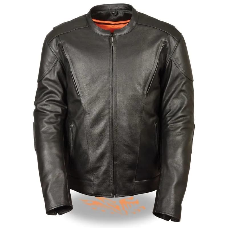 Milwaukee Leather MLM1530 Men's Vented Black Leather Scooter Jacket with Kidney Padding — image 1 of 1