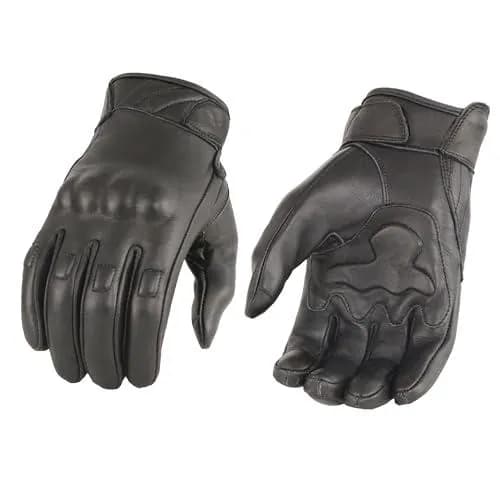 Milwaukee Leather MG7521 Men's Black Leather Gel Padded Palm Motorcycle Hand Gloves W/ Rubberized Protective Knuckle — image 1 of 1