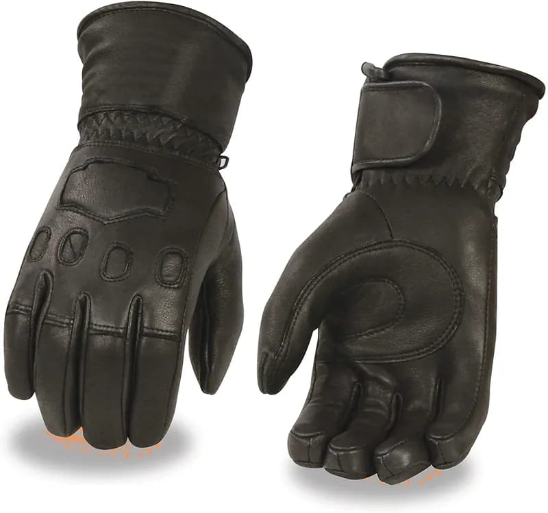 Milwaukee Leather MG7534 Men's Black Deerskin Gauntlet Motorcycle Gloves w/ Wrist Strap & Cinch Closure — image 1 of 1