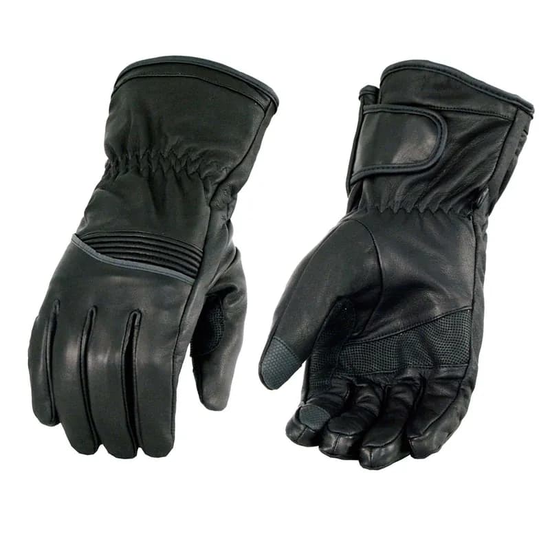 Milwaukee Leather MG7551 Men's Black Cowhide Leather Gauntlet Motorcycle Hand Gloves W/ i-Touch Screen and Waterproof — image 1 of 1