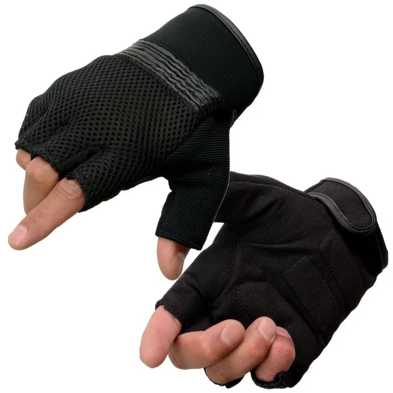 Milwaukee Leather MG7590 Men's Black ‘Amara Cloth’ Gel Palm Fingerless Motorcycle Hand Gloves W/ Breathable Mesh Material — image 1 of 1