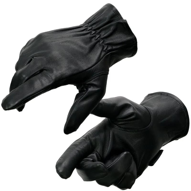 Milwaukee Leather MG7596 Men's Black Leather Motorcycle Rider Unlined Gloves w/ Cool-Tec Leather Treatement — image 1 of 1