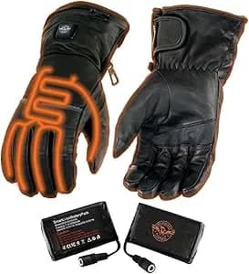 Milwaukee Leather MG7713SET Women's Heated Black Leather Winter Gloves -Wire Harness and i-Touch — image 1 of 1