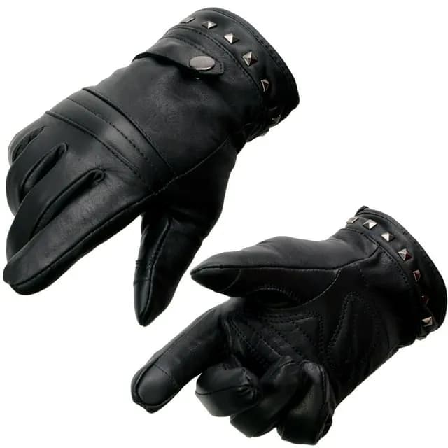 Milwaukee Leather MG7755 Women's Black Leather ’I - Touchscreen Compatible’ Thermal Lined Motorcycle Gloves W/ Gel Palm — image 1 of 1
