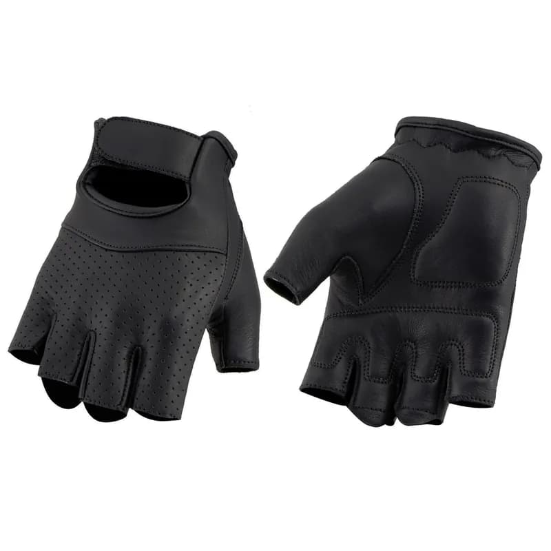 Milwaukee Leather MG7780 Women's Black Leather Perforated Fingerless Motorcycle Gloves - Gel Padded Palm Biker Gloves — image 1 of 1