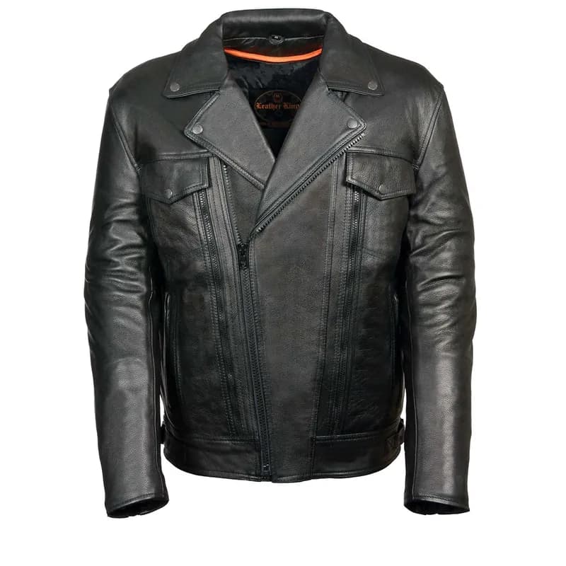 Milwaukee Leather ML1018 Men's Black Motorcycle Jacket with Utility Pockets — image 1 of 1