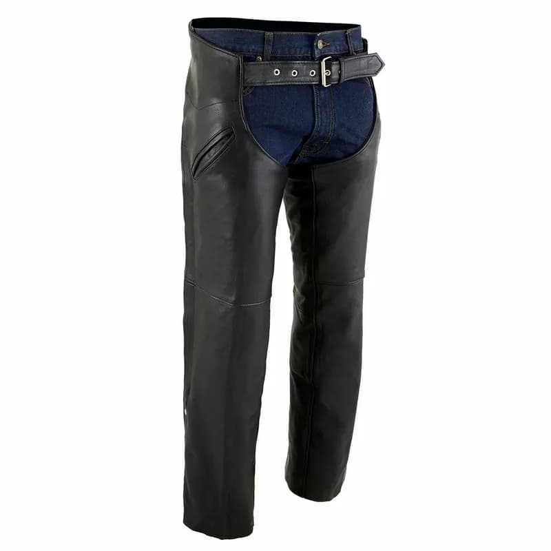 Milwaukee Leather Chaps for Men's Black Premium Leather Motorcycle Chaps w/ Snap Out Thermal Liner-Slash Pocket-ML1103 — image 1 of 1