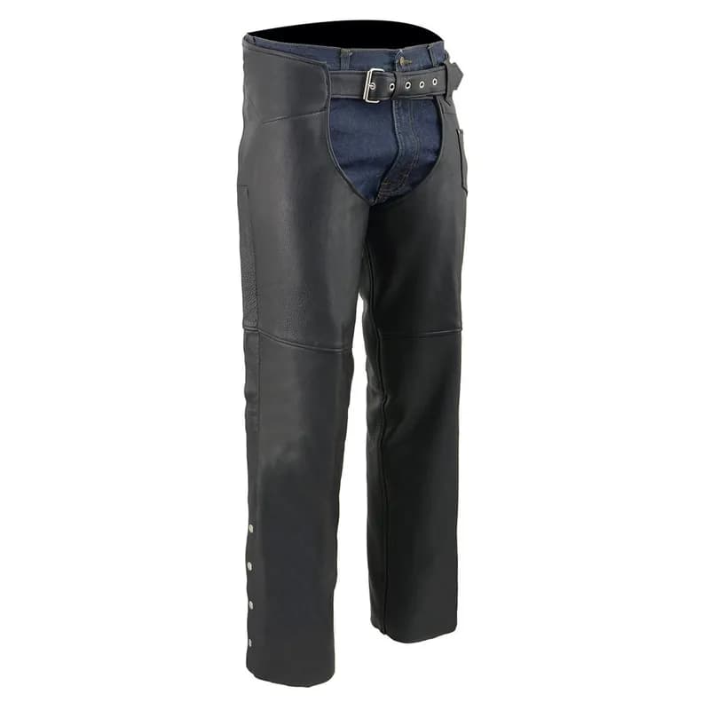 Milwaukee Leather Men's Black Premium Leather Fully Lined Motorcycle Chaps w/ Front Coin Pocket ML1115 — image 1 of 1