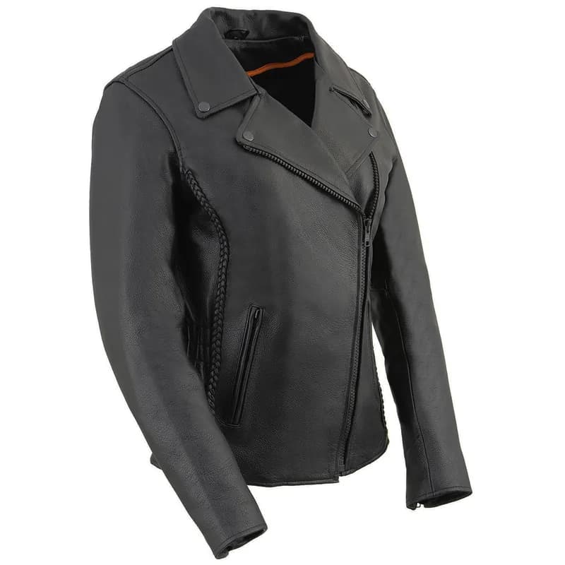 Milwaukee Leather ML7023 Women's 'Braided' Black Leather Jacket with Studs — image 1 of 1