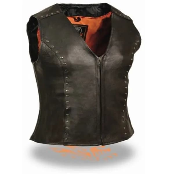 Milwaukee Leather MLL4517 Women's Black Leather Vest with Front Zipper Closure — image 1 of 1