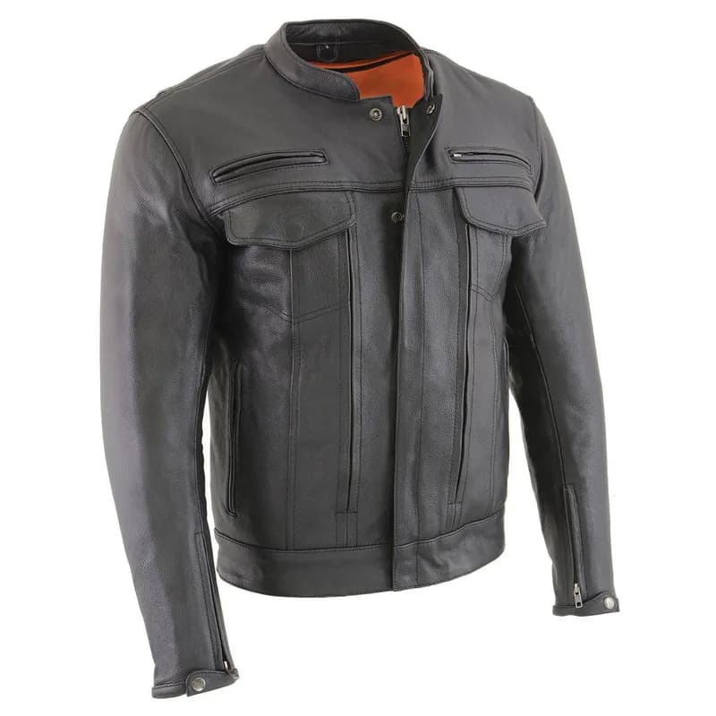 Milwaukee Leather MLM1506 Men's Black Premium Leather Motorcycle Jacket w/ Utility Pockets Cool-Tec Leather Treatement — image 1 of 1