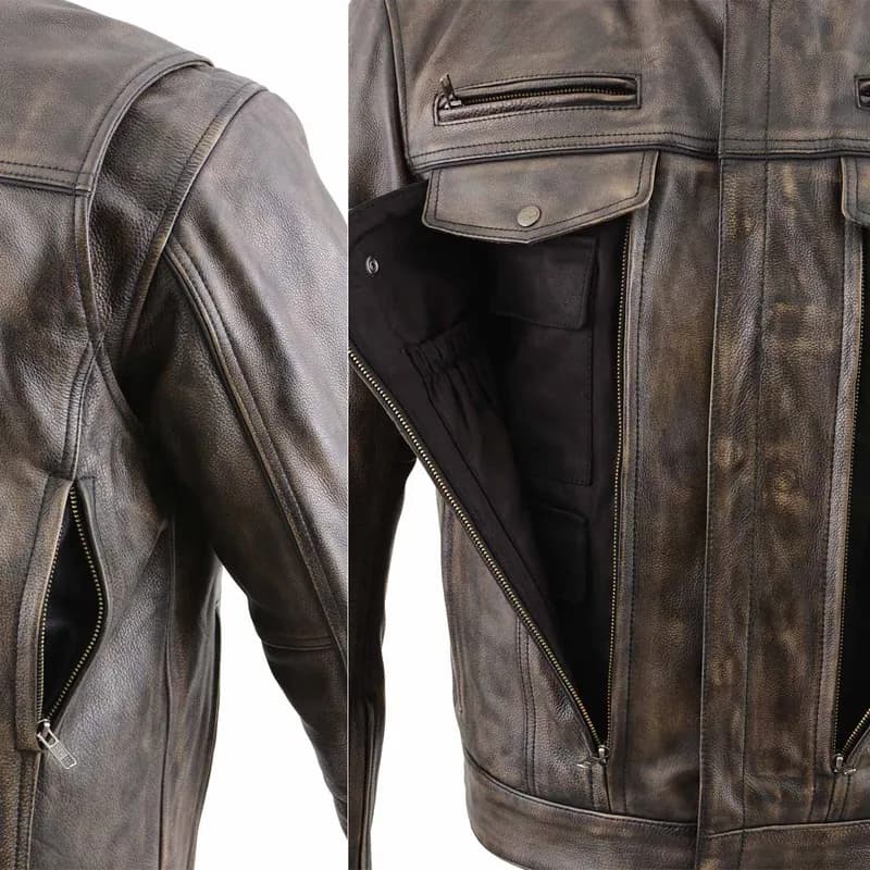 Milwaukee Leather MLM1508 Men's Distressed Brown Premium Leather Motorcycle Rider Jacket — image 1 of 1