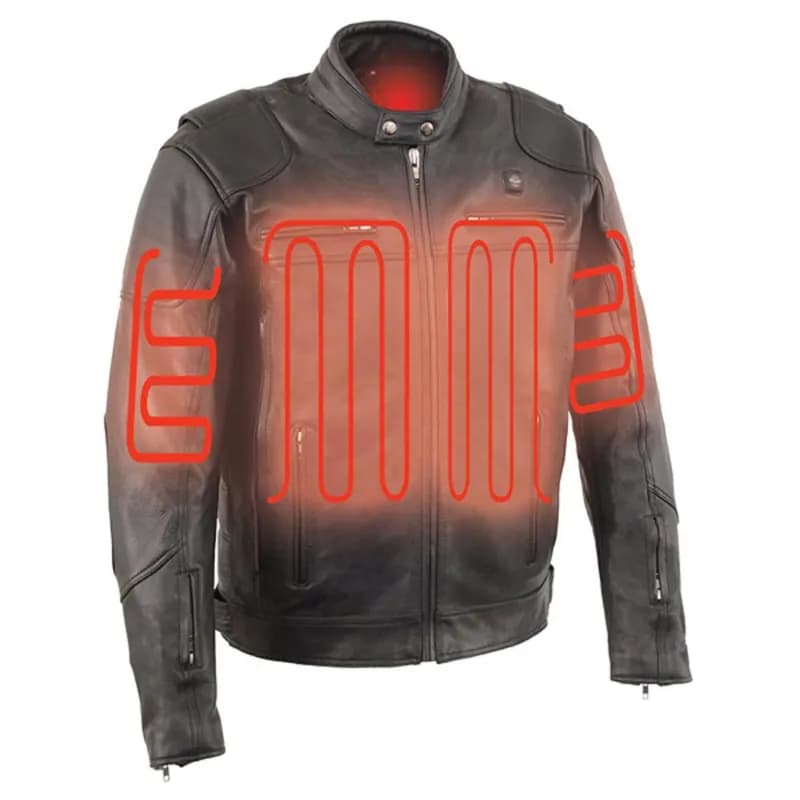 Milwaukee Leather Men’s Inferno Rider Heated Scooter Leather Jacket w/ Dual-Power,Vented System (MLM1513SET) — image 1 of 1