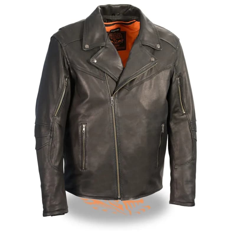 Milwaukee Leather MLM1516 Black Real Leather Motorcycle Jacket for Men – Vintage Brando Style Biker Jacket — image 1 of 1