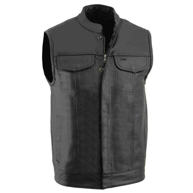 Milwaukee Leather Men's MLM3514 Black Premium Dual Closure Club Style Motorcycle Vest w/ Cool-Tec Leather Treatment — image 1 of 1