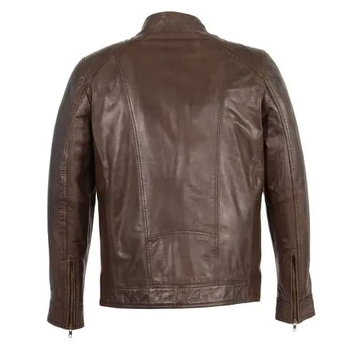 Milwaukee Leather Men's Broken Brown Leather Jacket with Front Zipper Closure SFM1860 — image 1 of 1