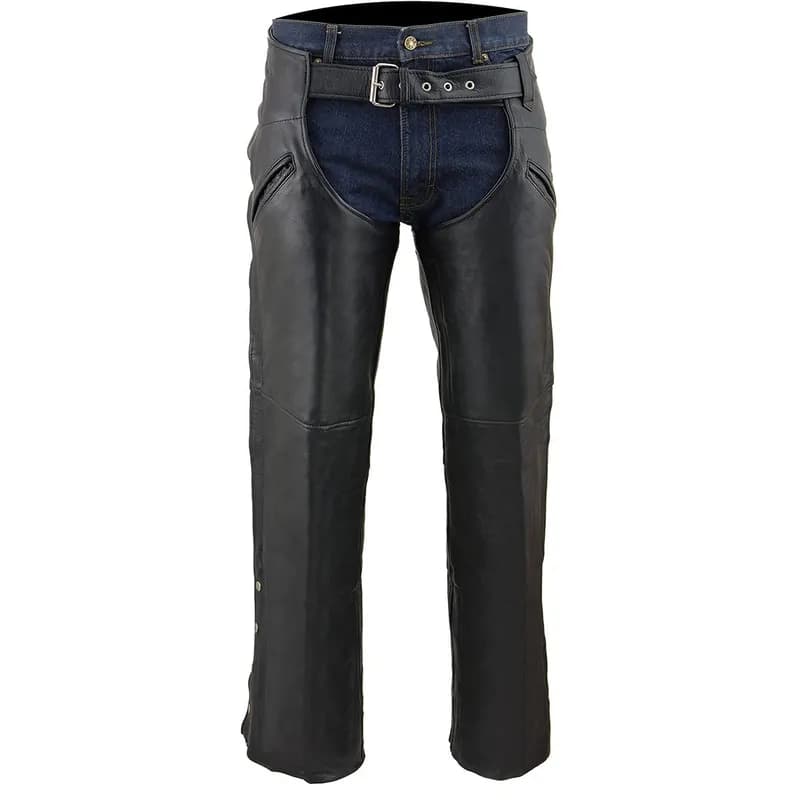 Milwaukee Leather Men's Black Leather Slash Pocket- Biker Motorcycle Riders Chap- SH1103NL — image 1 of 1