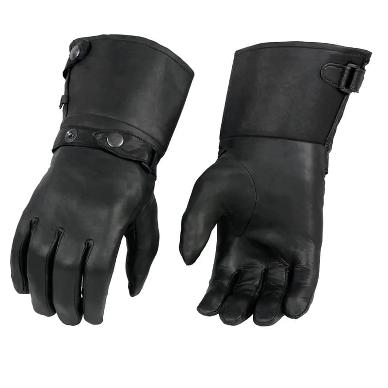 Milwaukee Leather Men's Gauntlet Motorcycle Hand Gloves-Black Leather Long Cuff Snap Closure Thermal Lined-SH264 — image 1 of 1