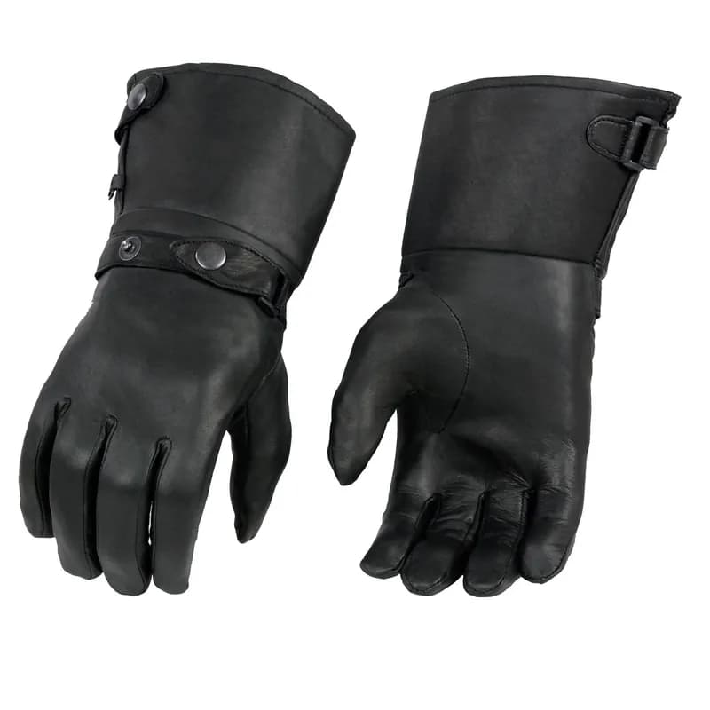 Milwaukee Leather Men's Black Gauntlet Motorcycle Hand Gloves-Black Leather Waterproof Gel Palm Soft Skin-SH292 — image 1 of 1
