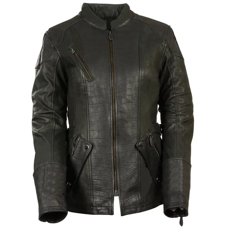 Milwaukee Leather MLL2560 Women's Black 3/4 Length Gator Embossed Leather Jacket — image 1 of 1