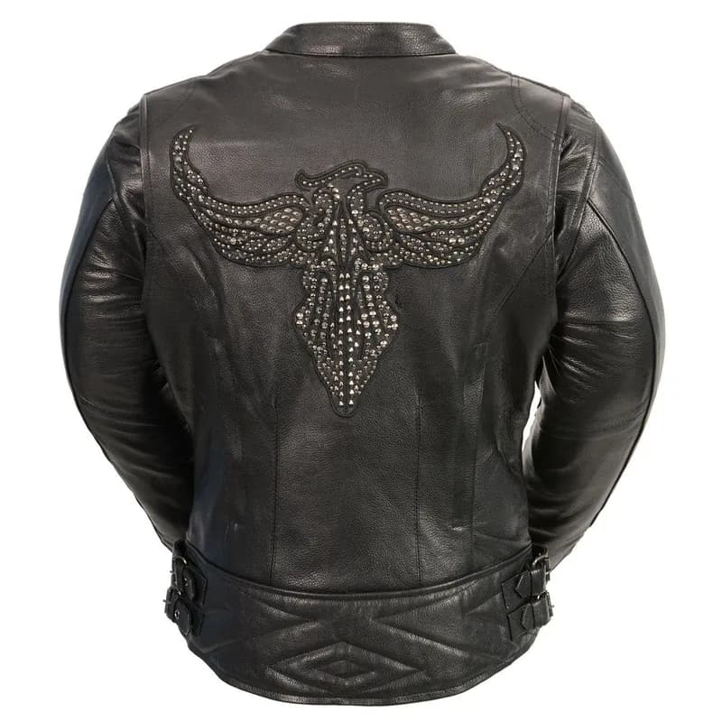 Milwaukee Leather MLL2570 Women's Black 'Phoenix Embroidered' Leather Motorcycle Jacket — image 1 of 1