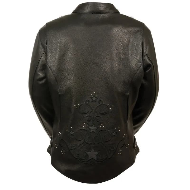 Milwaukee Leather ML2500 Women's Reflective Star Riveted Black Leather Jacket — image 1 of 1
