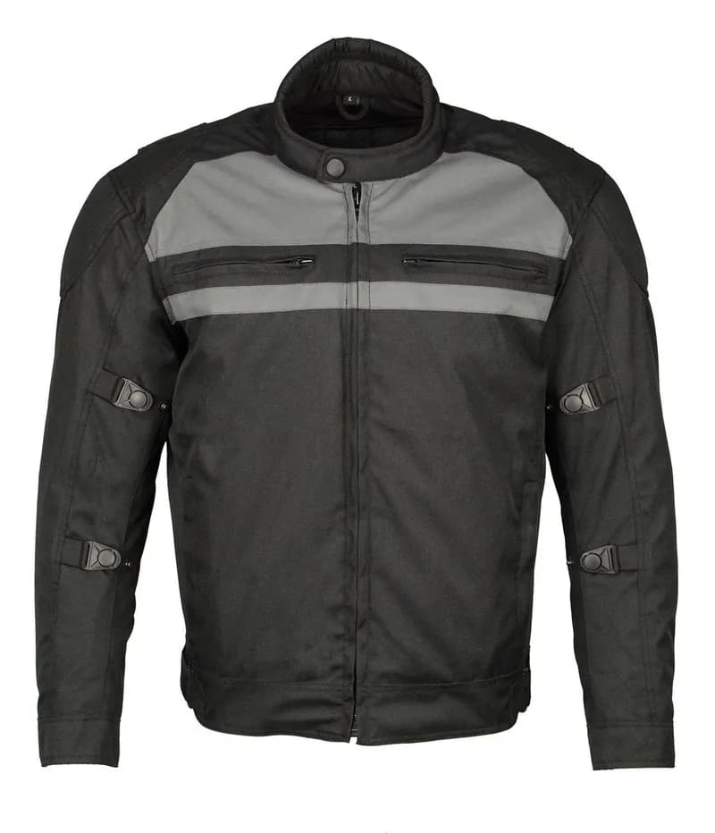 Motorcycle Apparel BOS11700 Men's Black Nylon Motorcycle Racer Riding Jacket with — image 1 of 1