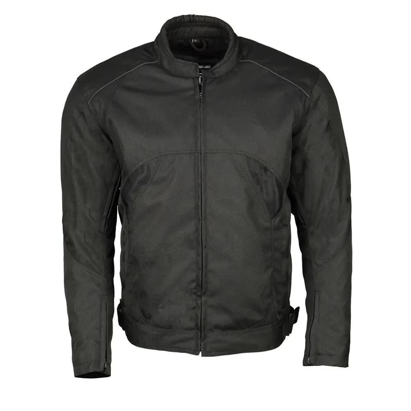 Motorcycle Apparel BOS11701 Men's Black Nylon Motorcycle Racer Riding Jacket with — image 1 of 1