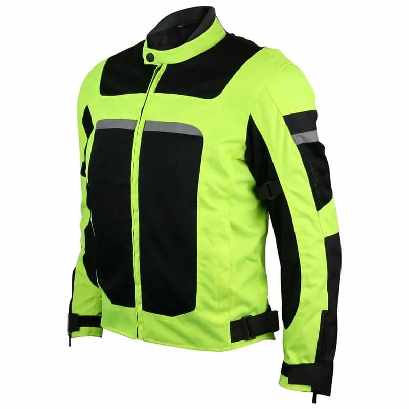 Motorcycle Apparel BOS11701 Men's High-Vis Green Nylon Motorcycle Racer Riding — image 1 of 1