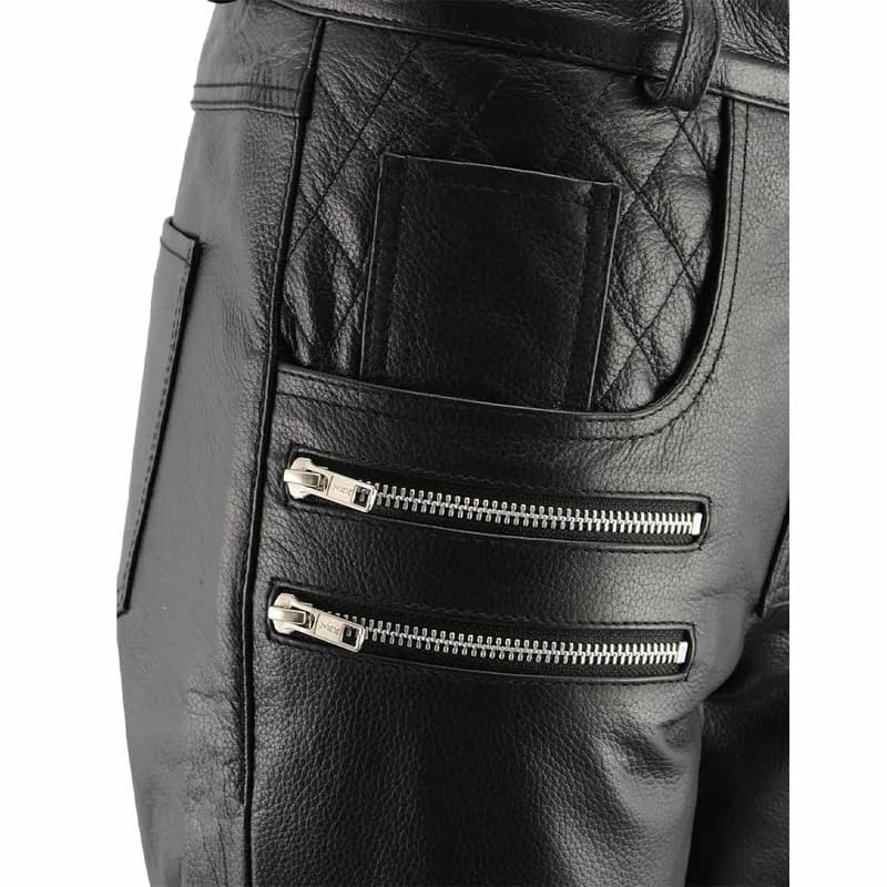 Motorcycle Apparel BOS26500 Women's 'Vixen' Black Leather Motorcycle Pants with — image 1 of 1