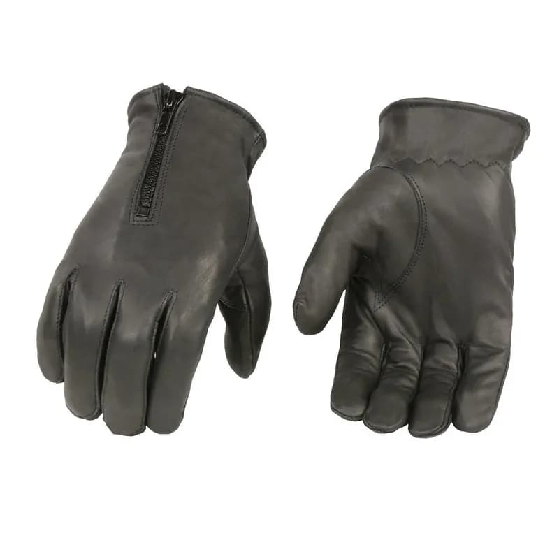 Motorcycle Apparel BOS37531 Men's Black Unlined Leather Gloves with Zipper Closure — image 1 of 1