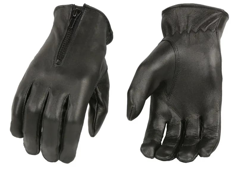 Motorcycle Apparel BOS37536 Women's Black Unlined Leather Gloves with Zipper Closure — image 1 of 1
