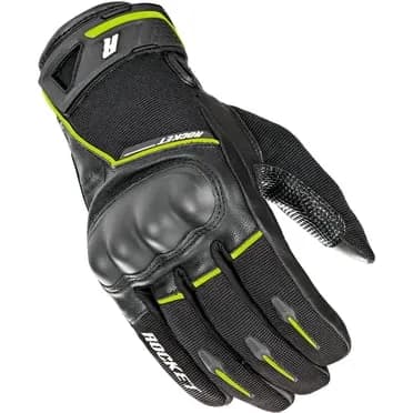 Super Moto Men's Black and Hi-Viz Yellow Leather Gloves — image 1 of 1