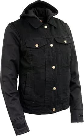Women's Black Denim 2 in 1 Shirt Style Collar Motorcycle Rider Vest W/ Removable — image 1 of 1